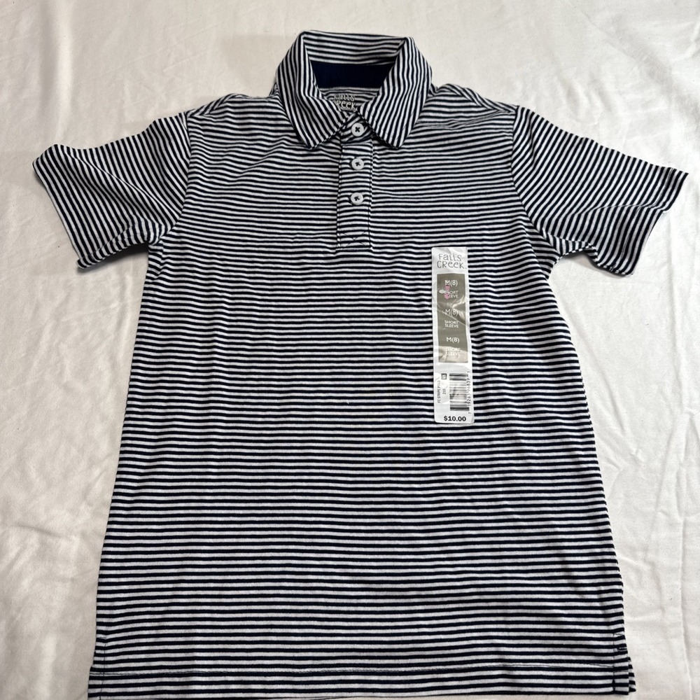 Falls Creek Boys Blue/White Striped Polo